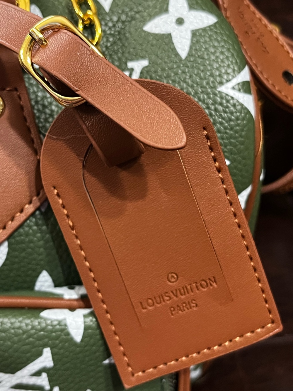 Louis. Vuitton. Speedy Green Handbag Purse Duffle - Picture 5 of 11